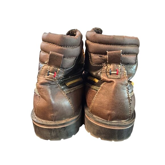 Tommy Hilfiger Jensen Brown Leather Hiking Boots Padded Collar Lace Up Sz 8